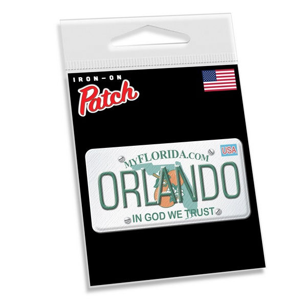 AP24535-LPP LICENSE PLATE Iron-on Patch With Name Drop Custom Imprint